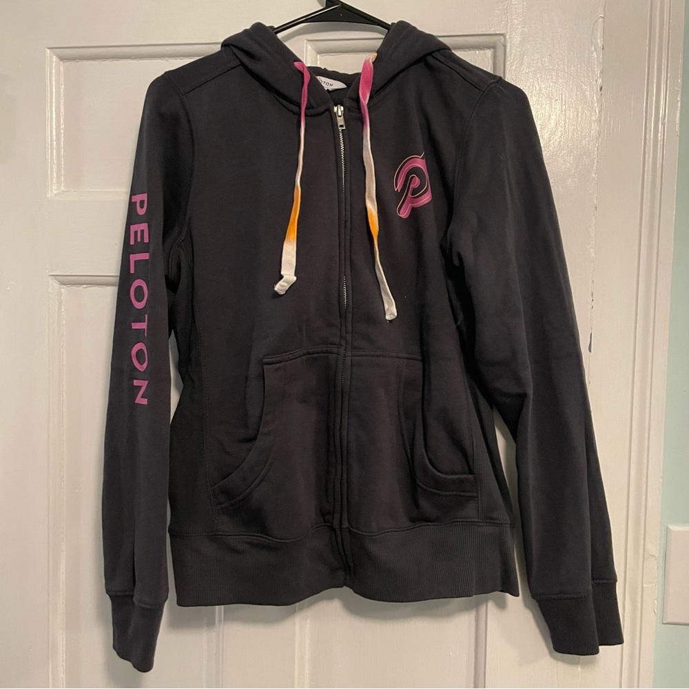 Peloton Grey and Pink Zip Up Hoodie